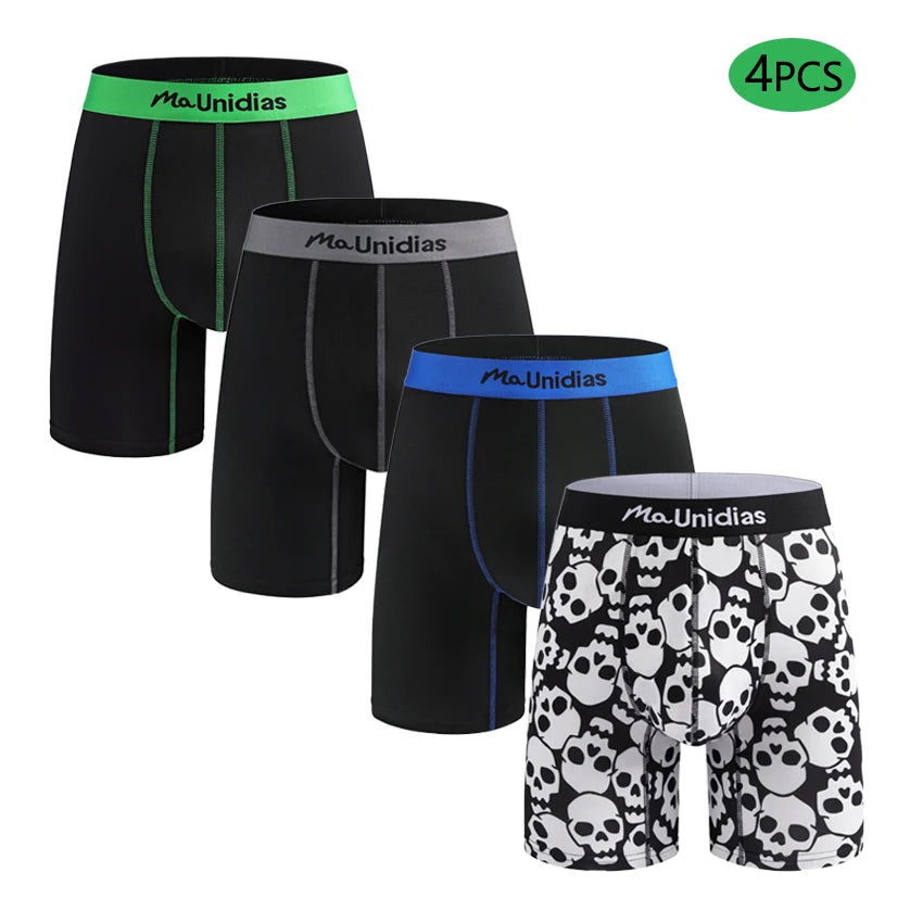 CowLost | activewear-pants-4pcs-mens-boxer-briefs-with-elastic-waistband-skull-print |19