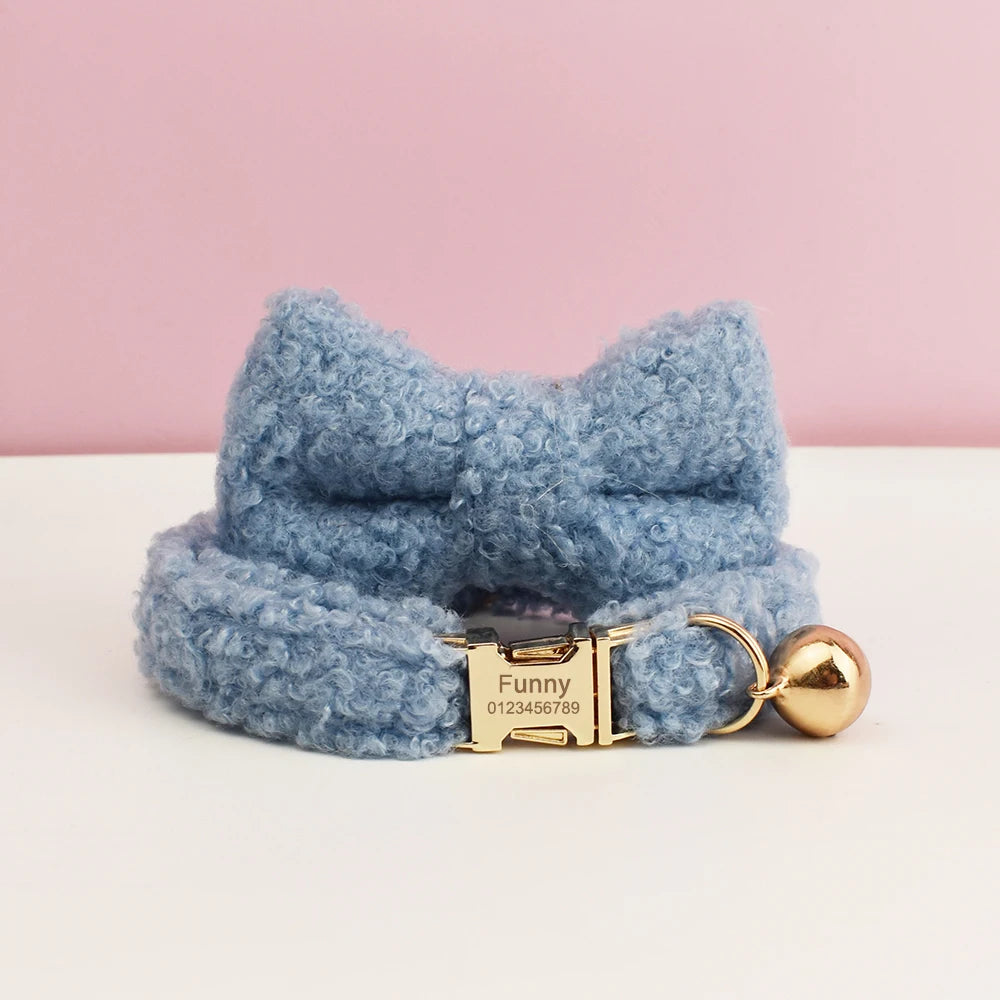 CowLost | cat-furniture-personalized-teddy-cat-collar-with-bell-and-name-plate |12