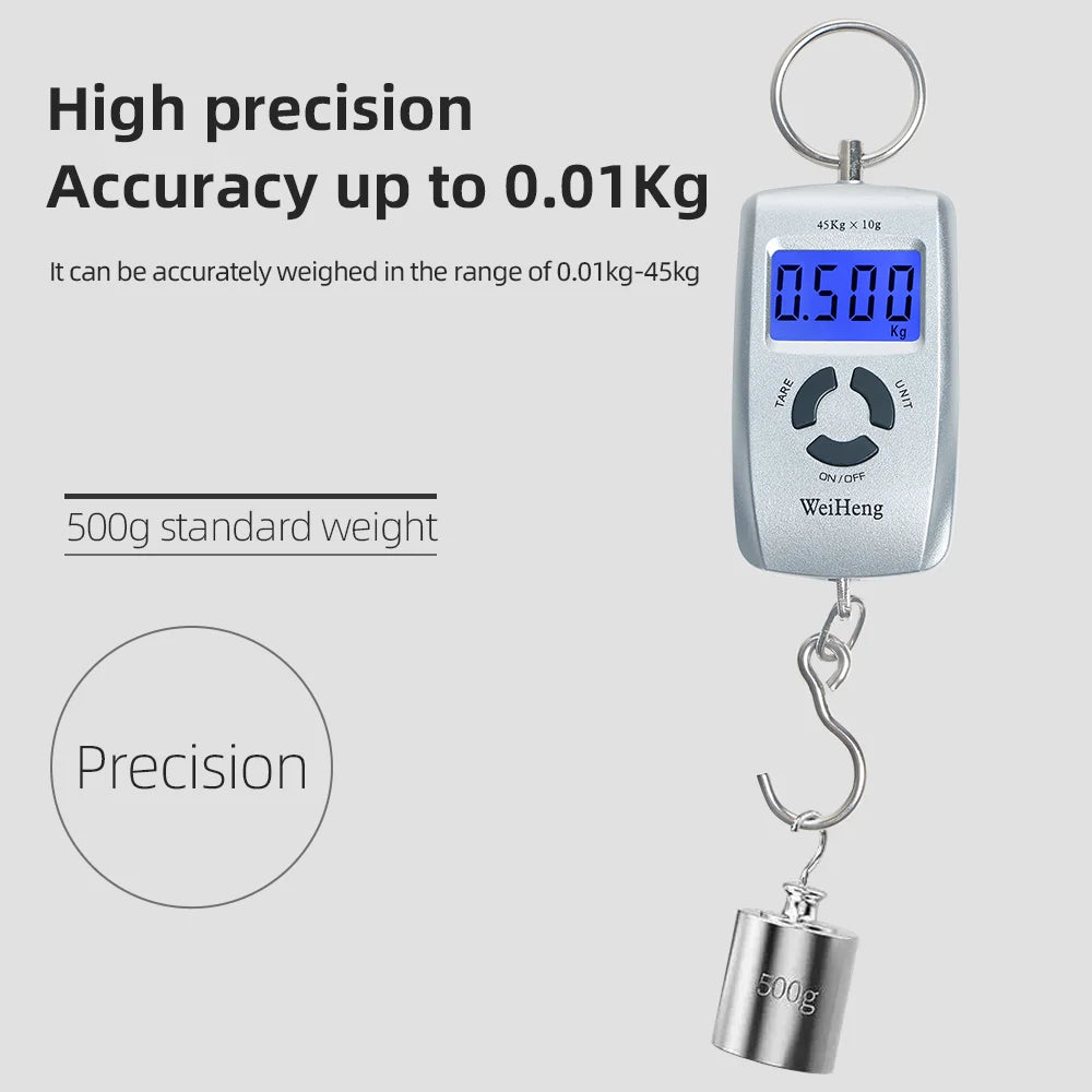 JUANJUAN 45kg Mini Digital Hanging Scale Portable Suitcase Fish Hook Weight Balance Kg Lb Oz Jin