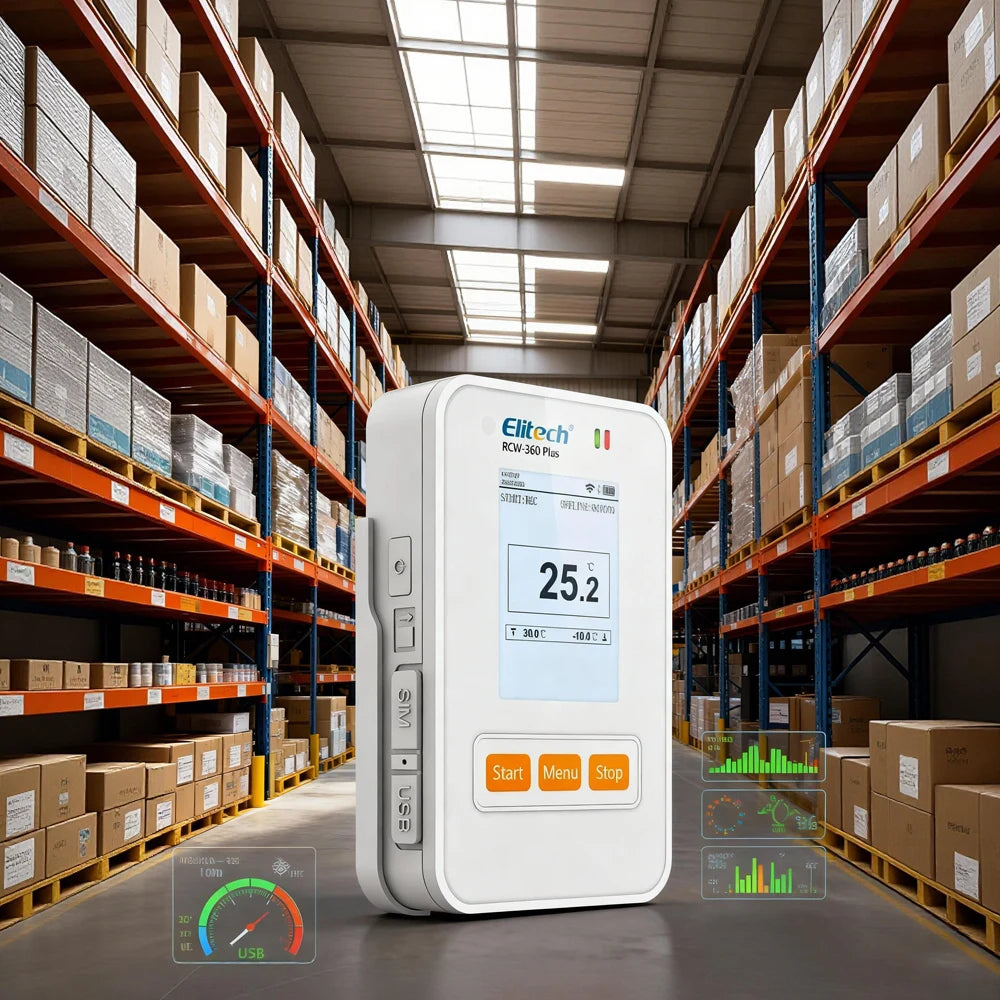 GPS RCW-360 Plus Temperature & Humidity Data Logger 100000 Sets 4G WiFi for Warehouse Monitoring