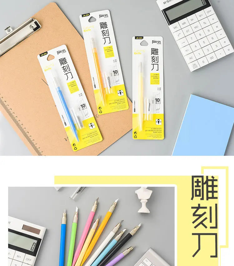 CowLost | product_id-junesix-801-carving-knife-with-10-blades-9-colors-diy-engrave-pen-art-supplies |7