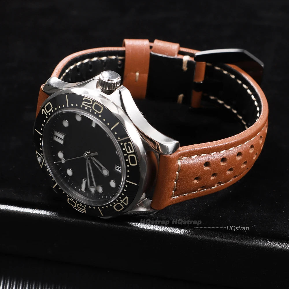 CowLost | product_id-vintage-handmade-breathable-leather-watch-strap-18-26mm-for-panerai-gray-black-brown-blue |5