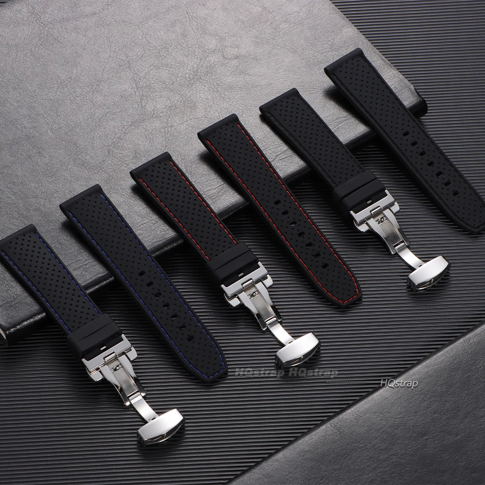 CowLost | product_id-20mm-22mm-breathable-waterproof-silicone-watch-strap-with-butterfly-buckle-for-men-and-women |2