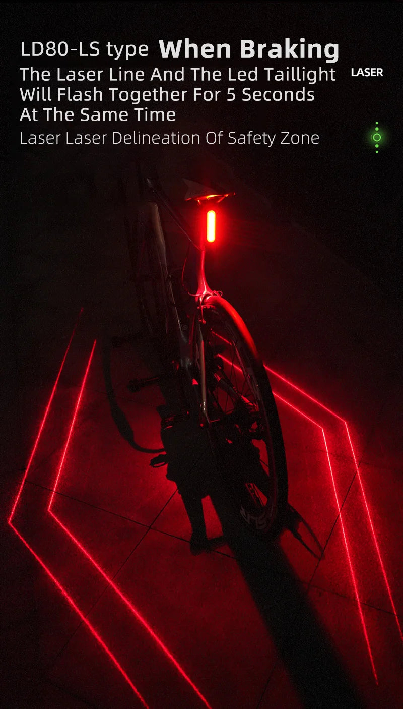 CowLost | west-biking-bike-taillight-laser-brake-sensing-rear-light-ipx5-waterproof-usb-charging-bike-light-mtb-road-bicycle-accessories |9