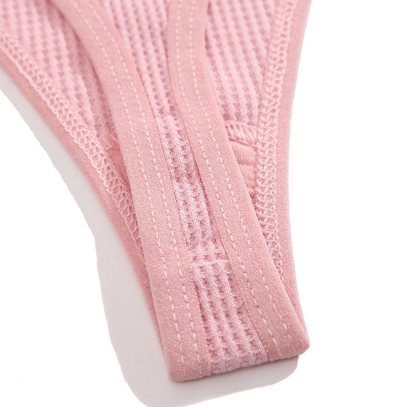 CowLost | activewear-pants-3pcs-cotton-waffle-women-s-sexy-thong-panties-set |36