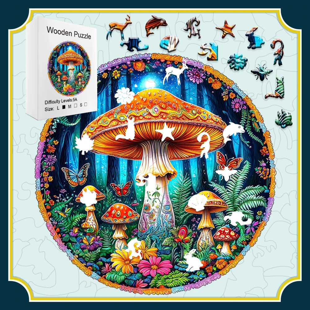CowLost | product_id-enchanted-forest-mushroom-wooden-jigsaw-puzzle-premium-brain-teaser-gift-box |1