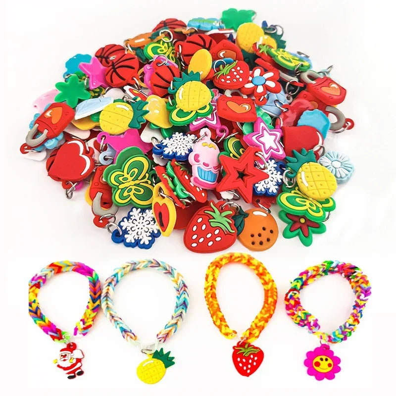 Soft Charms DIY Cartoon Animal Flower Bead Pendants for Rubber Loom Band Jewelry Making