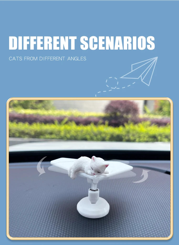 CowLost | inertial-swing-plastic-paper-airplane-move-cute-cat-kitty-wag-plane-sway-car-ornament-dashboard-decorations-cool-fun-accessories |15