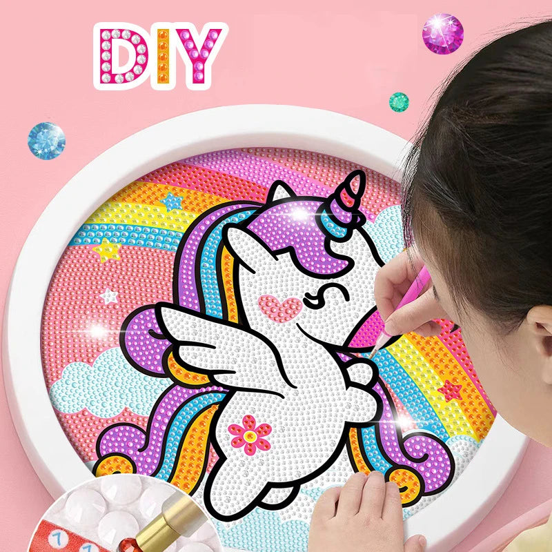 CowLost | product_id-unicorn-dinosaur-round-frame-diamond-painting-kit-for-kids-diy |11