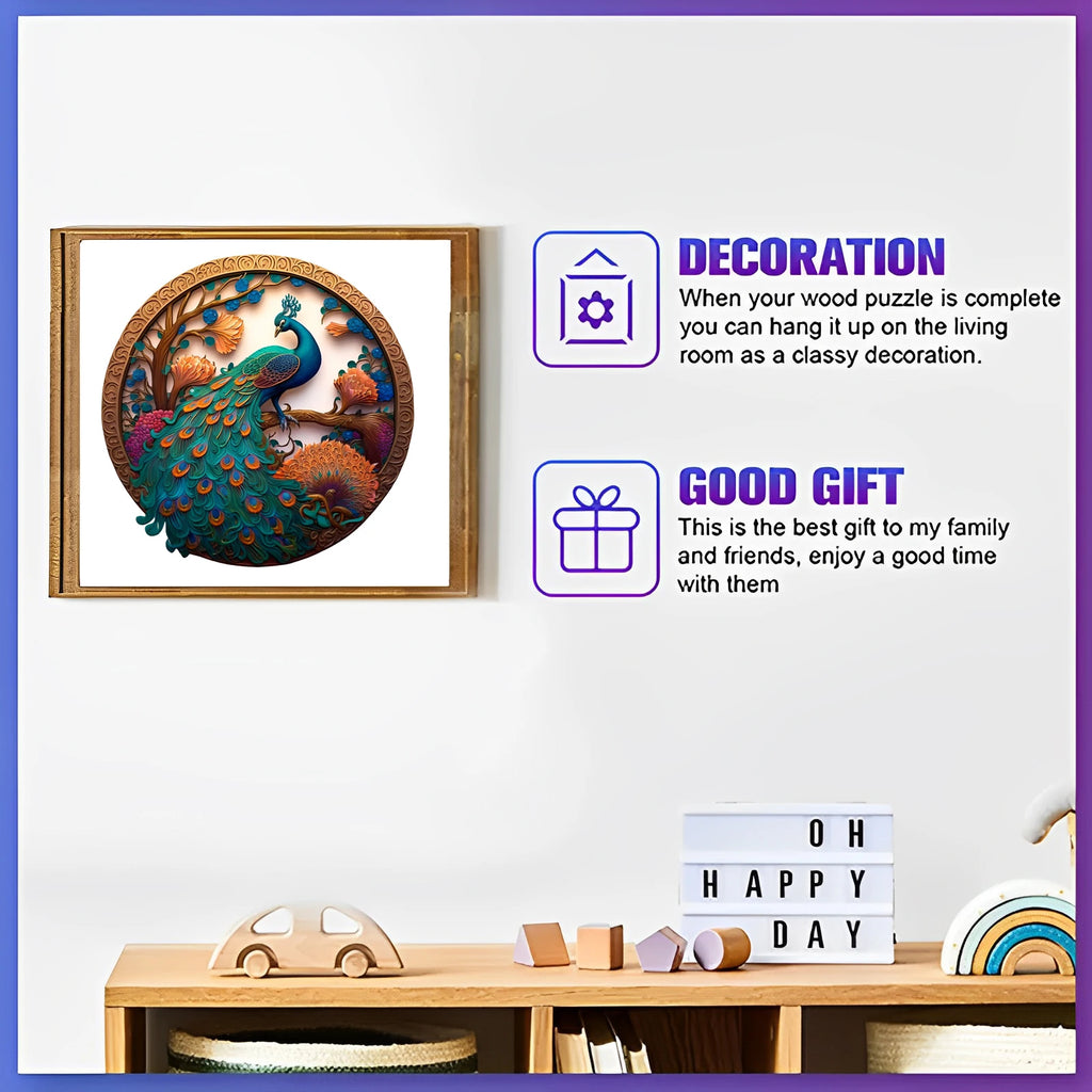 CowLost | product_id-3d-wooden-round-peacock-puzzle-educational-animal-toy-gift |4