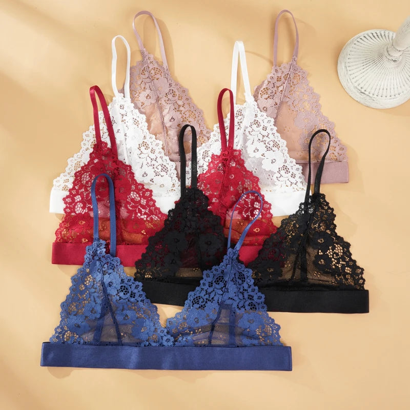 CowLost | sexy-flower-lace-ultrathin-bra-womens-sexy-hollow-out-bralette-female-unlined-underwear |1