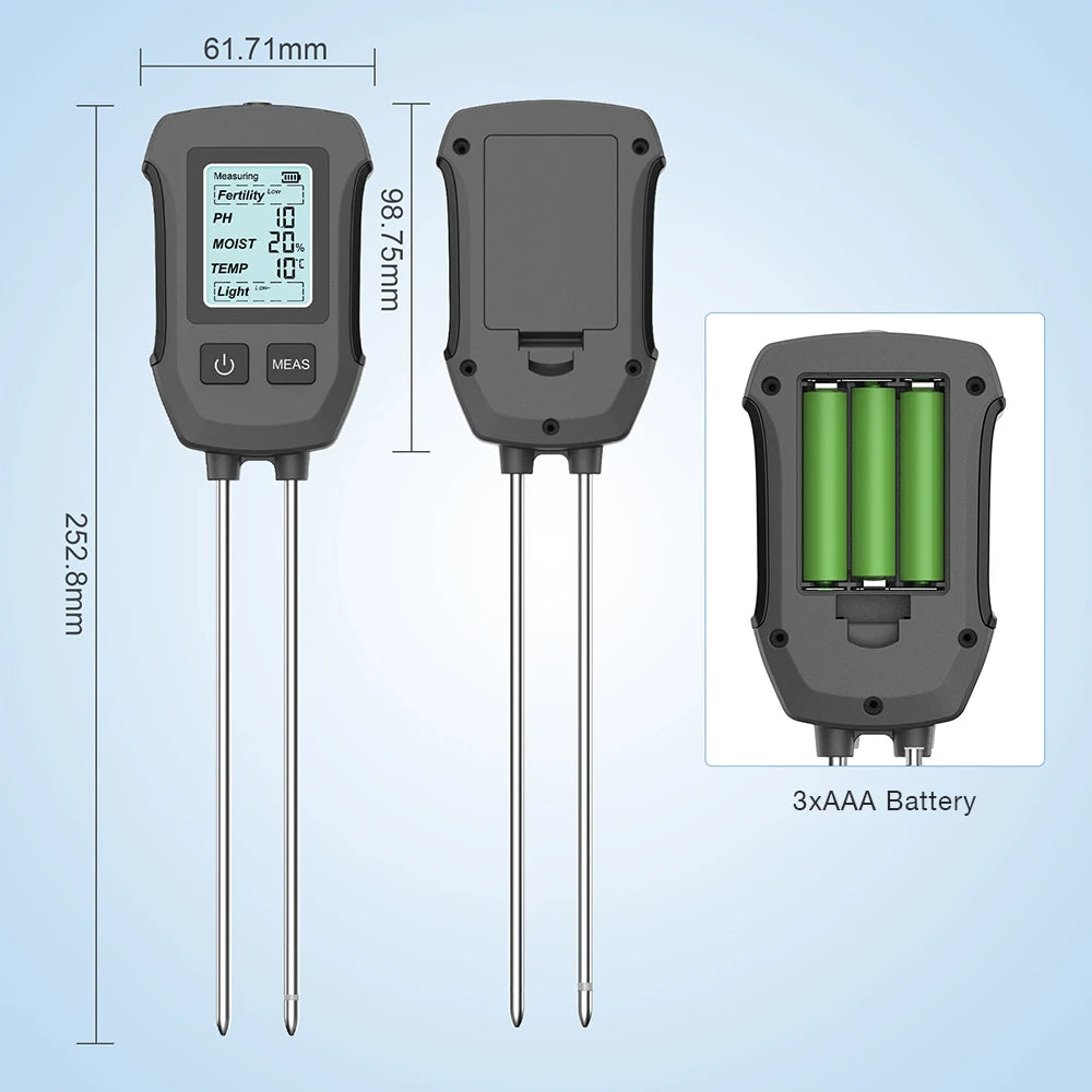 5-in-1 Digital Soil Meter PH Moisture Fertility Temp Sunlight Tester for Garden Greenhouse