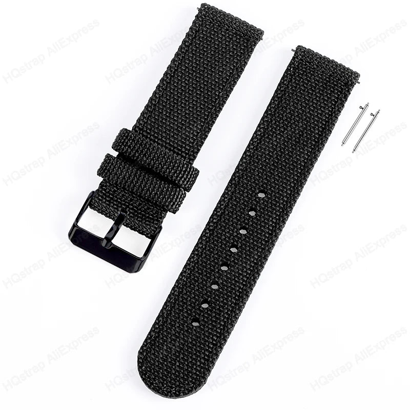 18mm 20mm 22mm Nylon Canvas Quick Release Strap for Samsung Galaxy Watch 4 5 3 Huawei