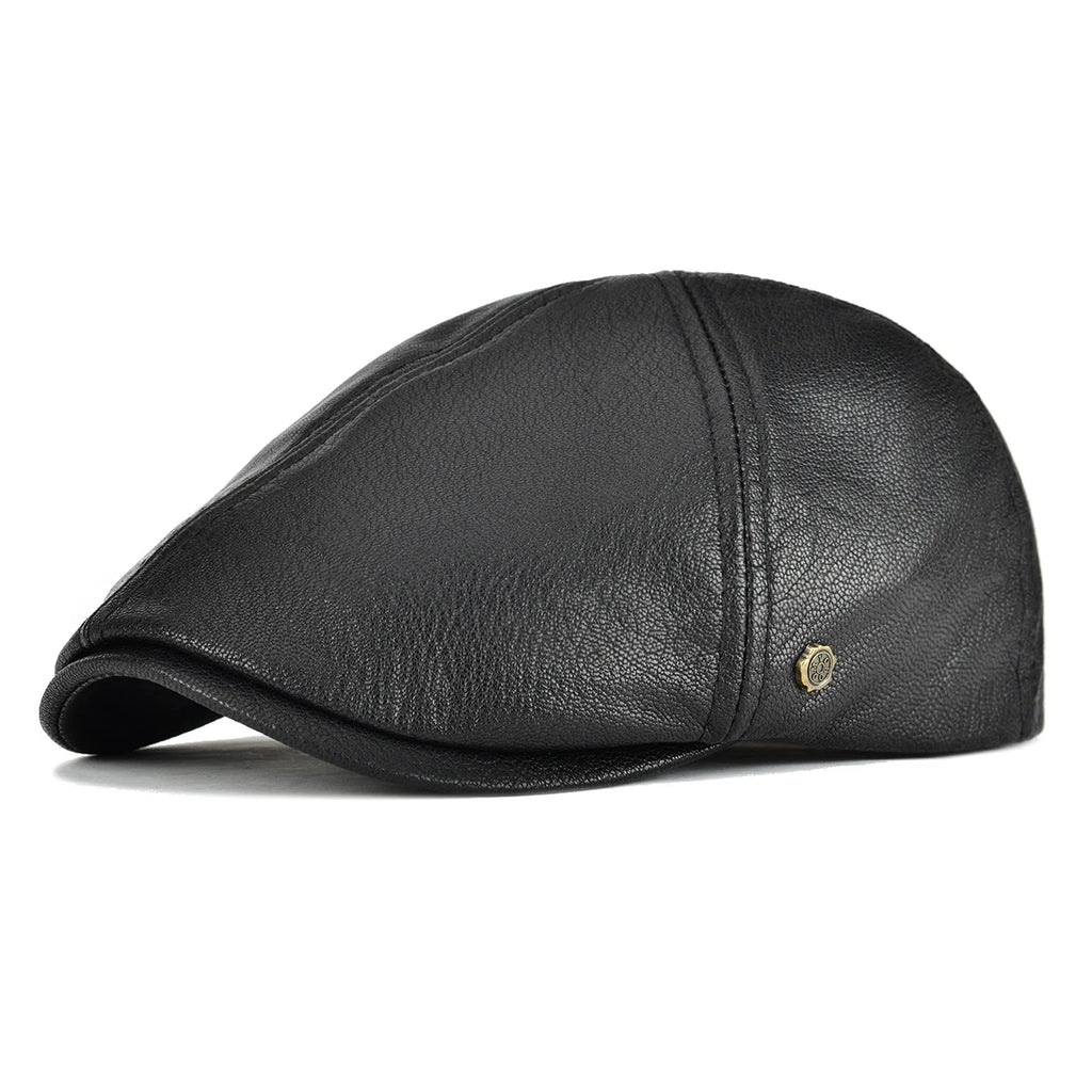 CowLost | voboom-leather-flat-cap-men-fall-winter-cabbies-hat |1
