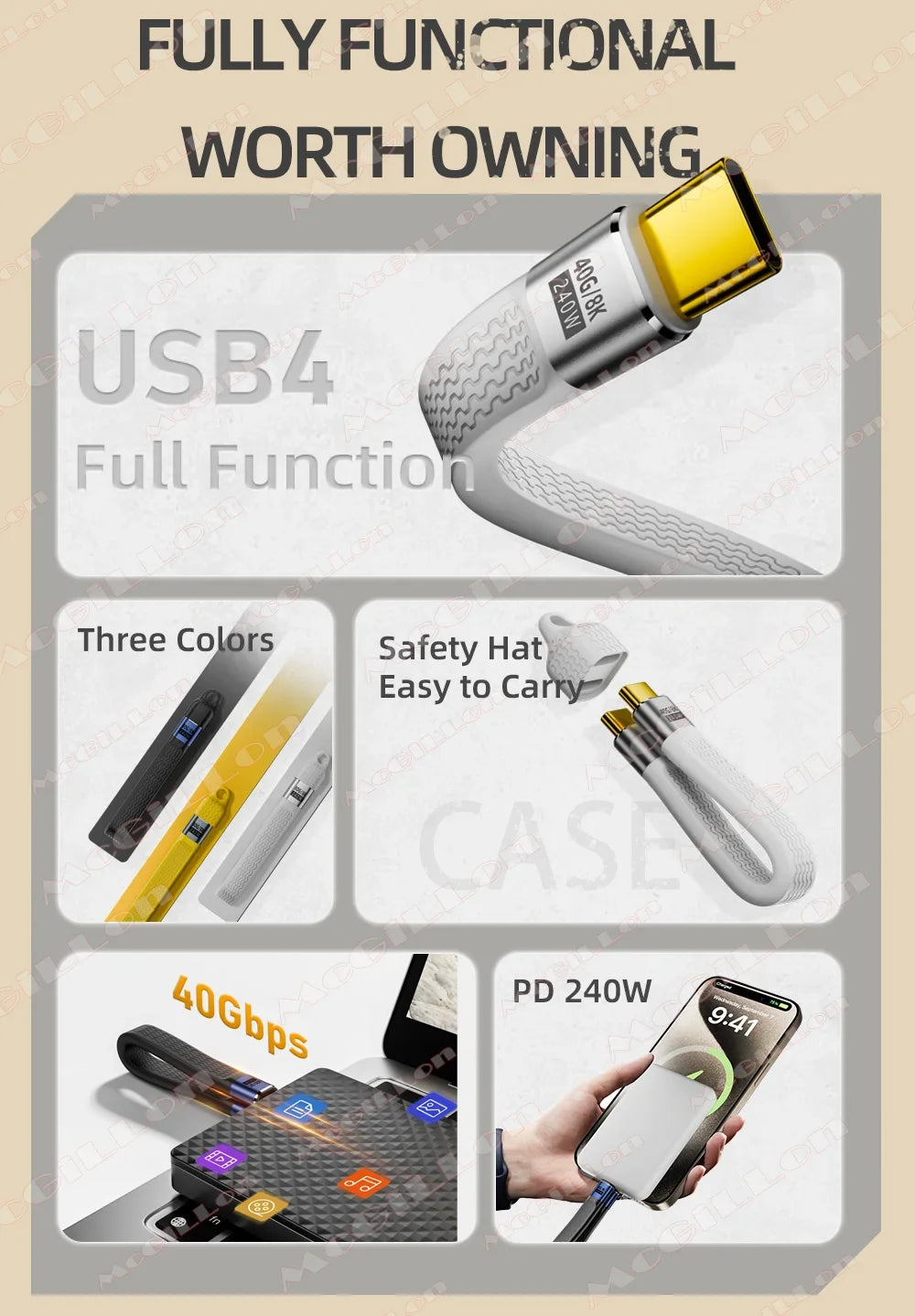 CowLost | product_id-keychain-pd240w-usb4-usb-c-to-usb-c-cable-40gbps-5a-fast-charging-240w-8k-60hz-extension |8
