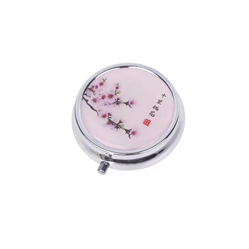 CowLost | product_id-portable-metal-round-medicine-storage-box-dispenser-with-natural-pattern-for-travel-and-camping |6
