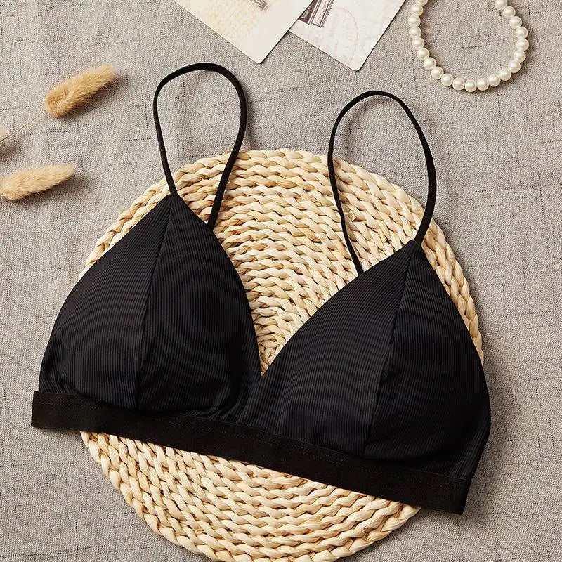 CowLost | 2pcs-set-women-bralette-triangle-cup-bra-top-female-seamless-underwear-sexy-lingerie-v-neck-padded-bras-comfort-intimates |7
