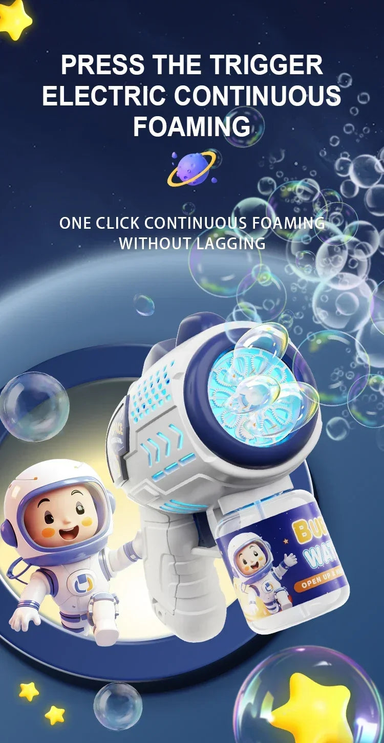 Space Astronauts Automatic Bubble Gun with Bubble Liquid Toy for Kids Gift