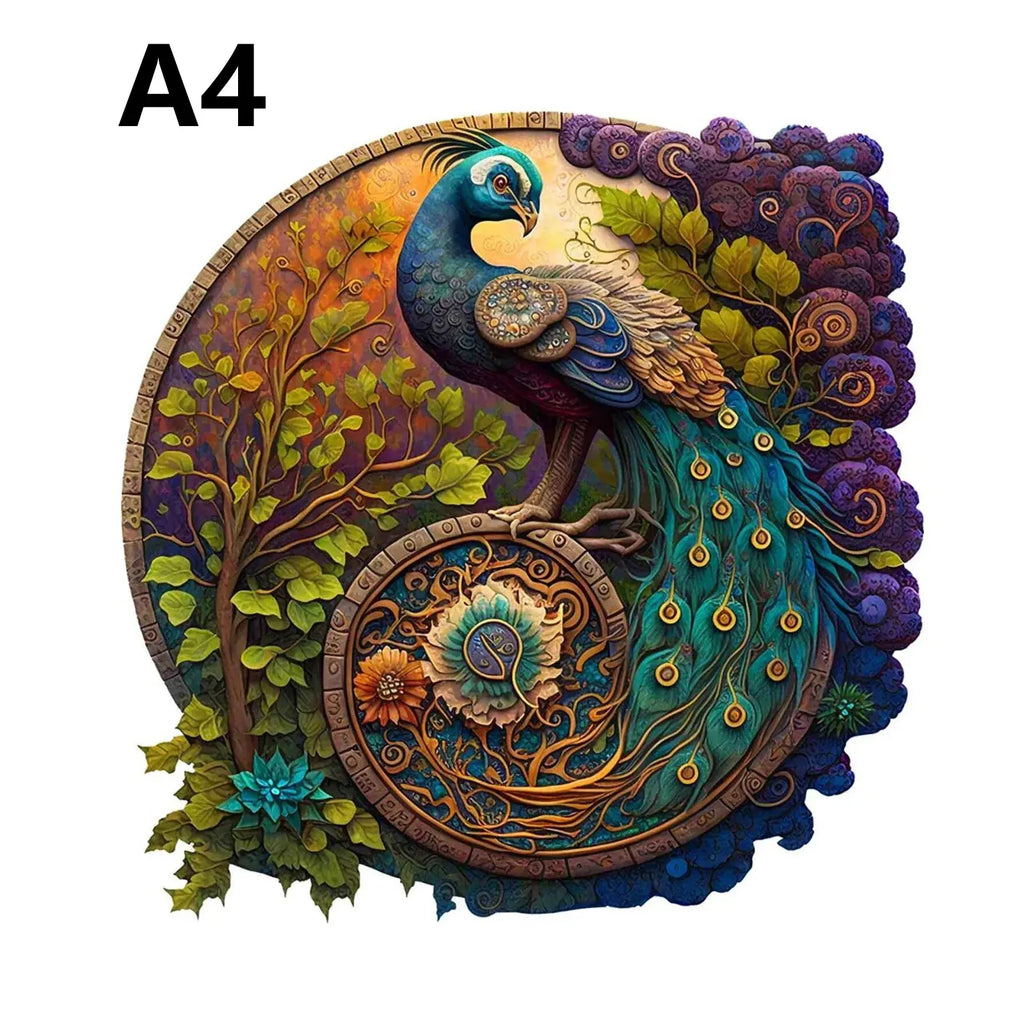 CowLost | product_id-round-peacock-wooden-animal-jigsaw-puzzle-gift-for-adults |11