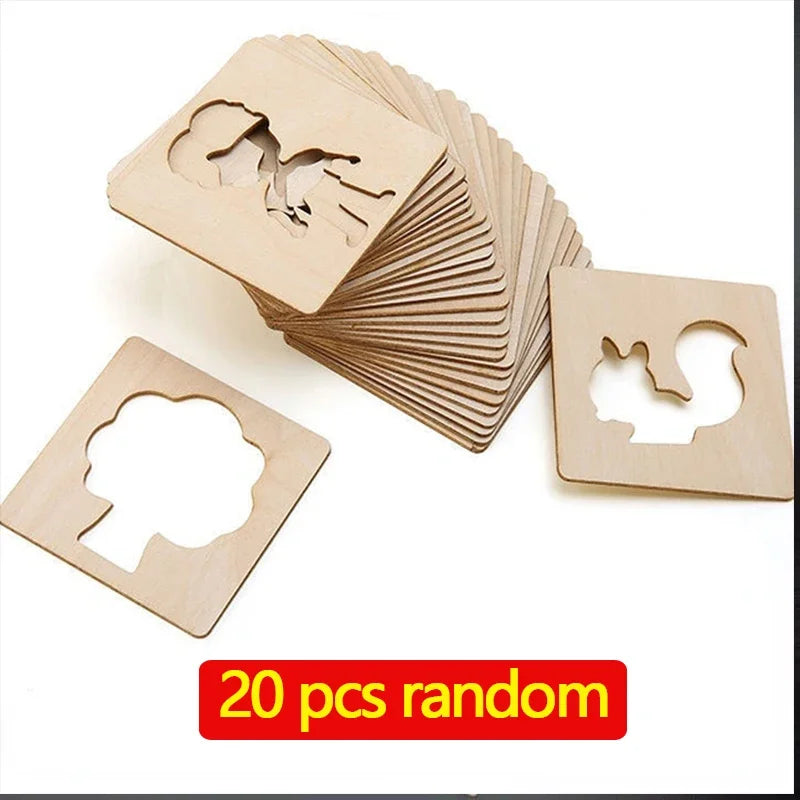 CowLost | product_id-montessori-wooden-diy-drawing-painting-stencil-toys-educational-set-10-20pcs |8