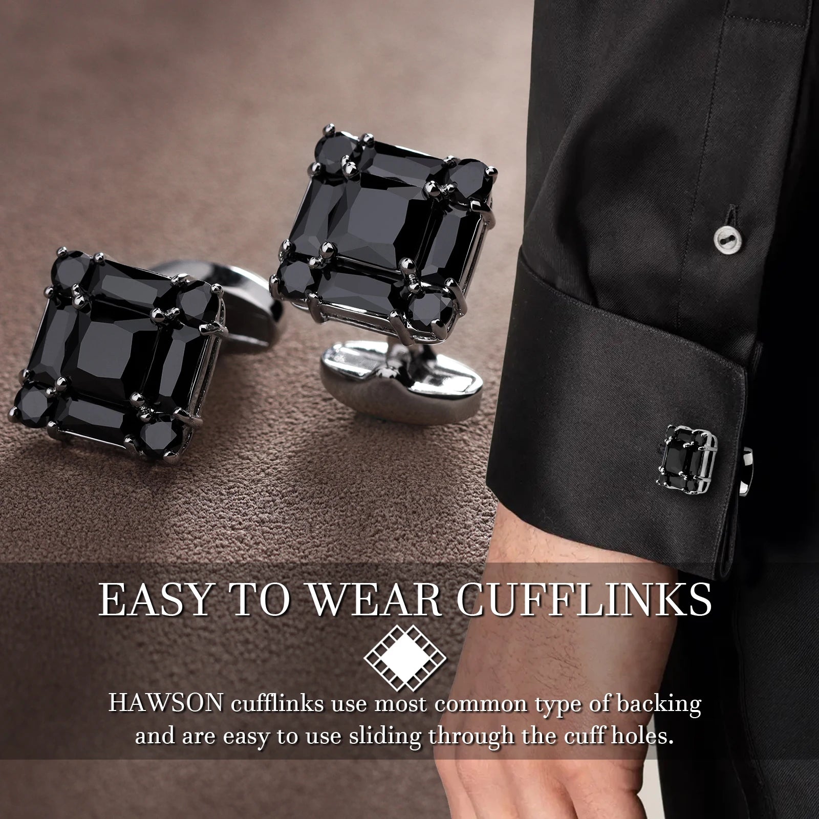 CowLost | clothing-accessories-trendy-zircon-square-cufflinks-for-men |11