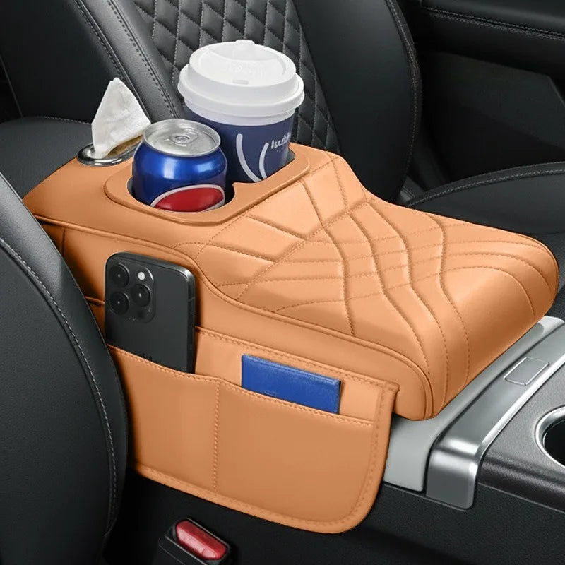 CowLost | product_id-car-armrest-cushion-with-2-side-pockets-2-cup-holders-tissue-box-cover |11