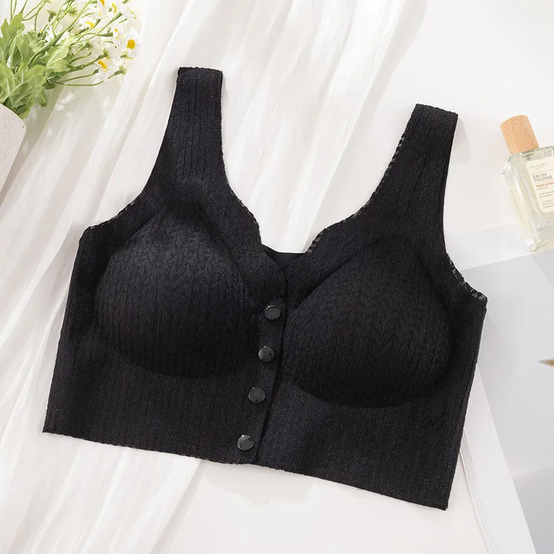 CowLost | product_id-seamless-front-button-wire-free-nursing-bra-with-lace-and-anti-sagging-support-for-pregnant-women |8