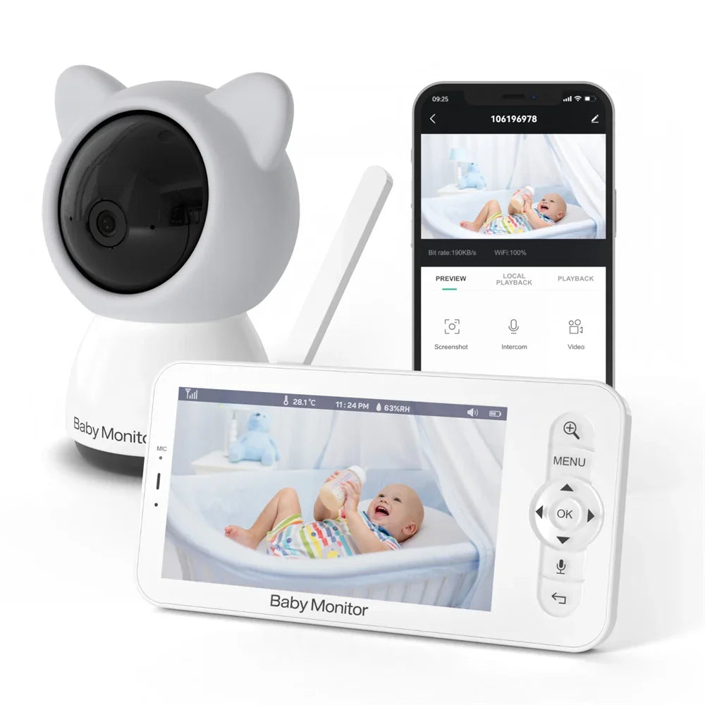 CowLost | baby-transport-accessories-babystar-5-inch-hd-wifi-baby-monitor-with-lcd-video-camera-and-mobile-app-control |1