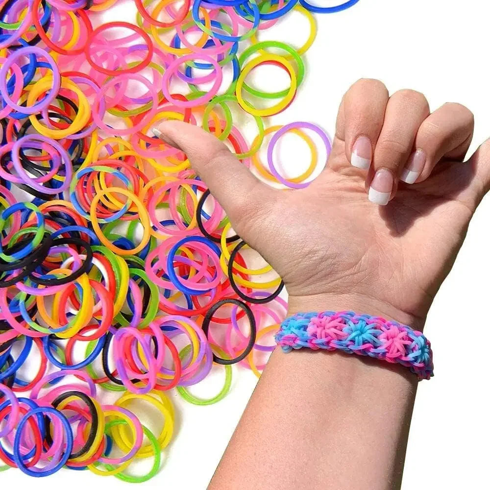 600pcs Colorful Rubber Loom Bands DIY Craft Kit Elastic Bracelet Set
