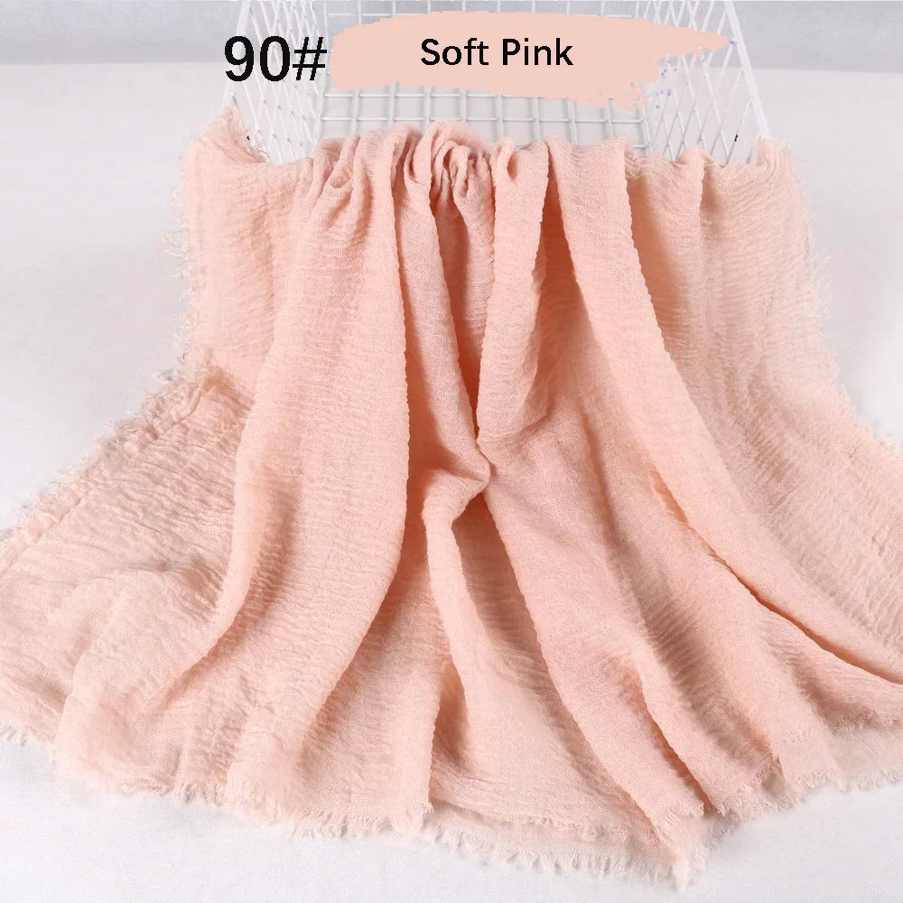 180X90CM Muslim Women Crinkle Hijab Soft Cotton Scarf