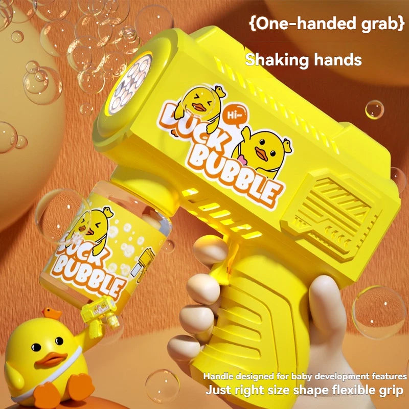 CowLost | nice-fully-automatic-yellow-duck-stickers-space-bubble-blowing-toy-bubbles-gun-outdoor-bubble-machine-gift-holiday-gift-toy |8