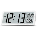 8 Inch LCD Digital Clock with Time, Date & Temperature Display – Dual Power Wall/Desktop Electronic Clock