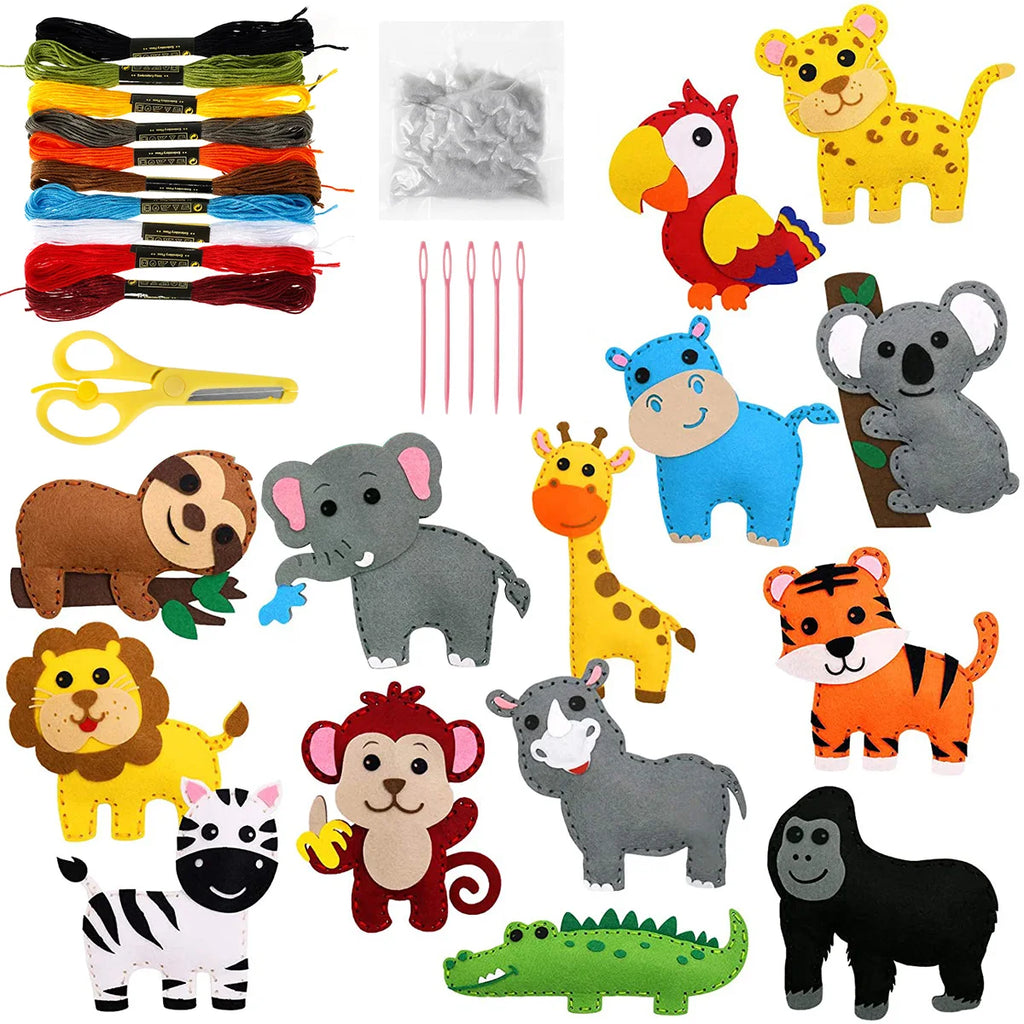 Kids DIY Animal Craft Kit Educational Sewing Felt Montessori Toys