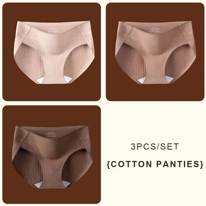 CowLost | product_id-fallsweet-3pcs-womens-plus-size-seamless-mid-rise-cotton-briefs |8