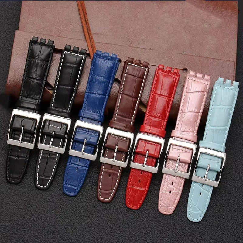 CowLost | product_id-sweatproof-cowhide-leather-watch-strap-17mm-19mm-for-swatch-black-brown-white-wholesale |3