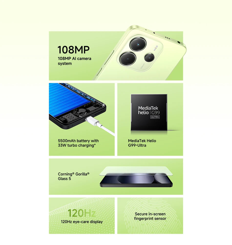 CowLost | xiaomi-redmi-note-14-smartphone-108mp-ai-camera-5500mah-6-67-120hz-amoled-display-mediatek-helio-g99-ultra |11