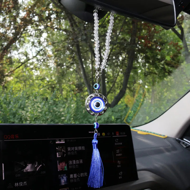 CowLost | product_id-blue-evil-eye-crystal-tassel-car-rearview-mirror-pendant-halloween-talisman-gift |5