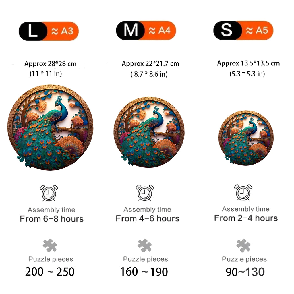 CowLost | product_id-3d-wooden-round-peacock-puzzle-educational-animal-toy-gift |2