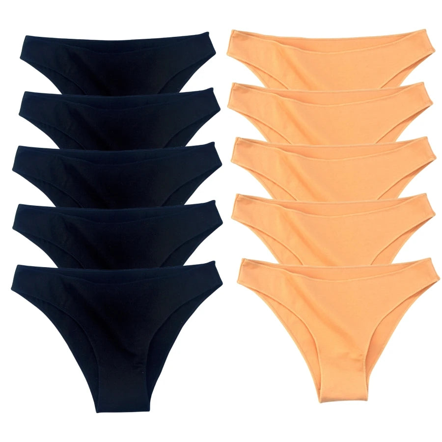 CowLost | product_id-10pcs-women-s-low-rise-seamless-cotton-briefs-solid-color-panties-m-xxl |18