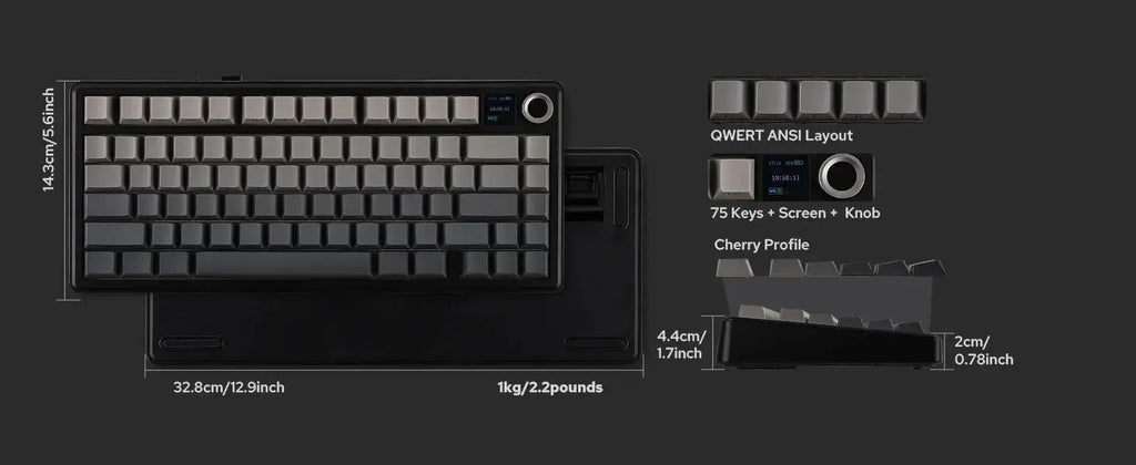 CowLost | aula-f75-max-wireless-mechanical-keyboard-with-tft-screen-knob-75-ansi-layout-wired-bluetooth-2-4g |8