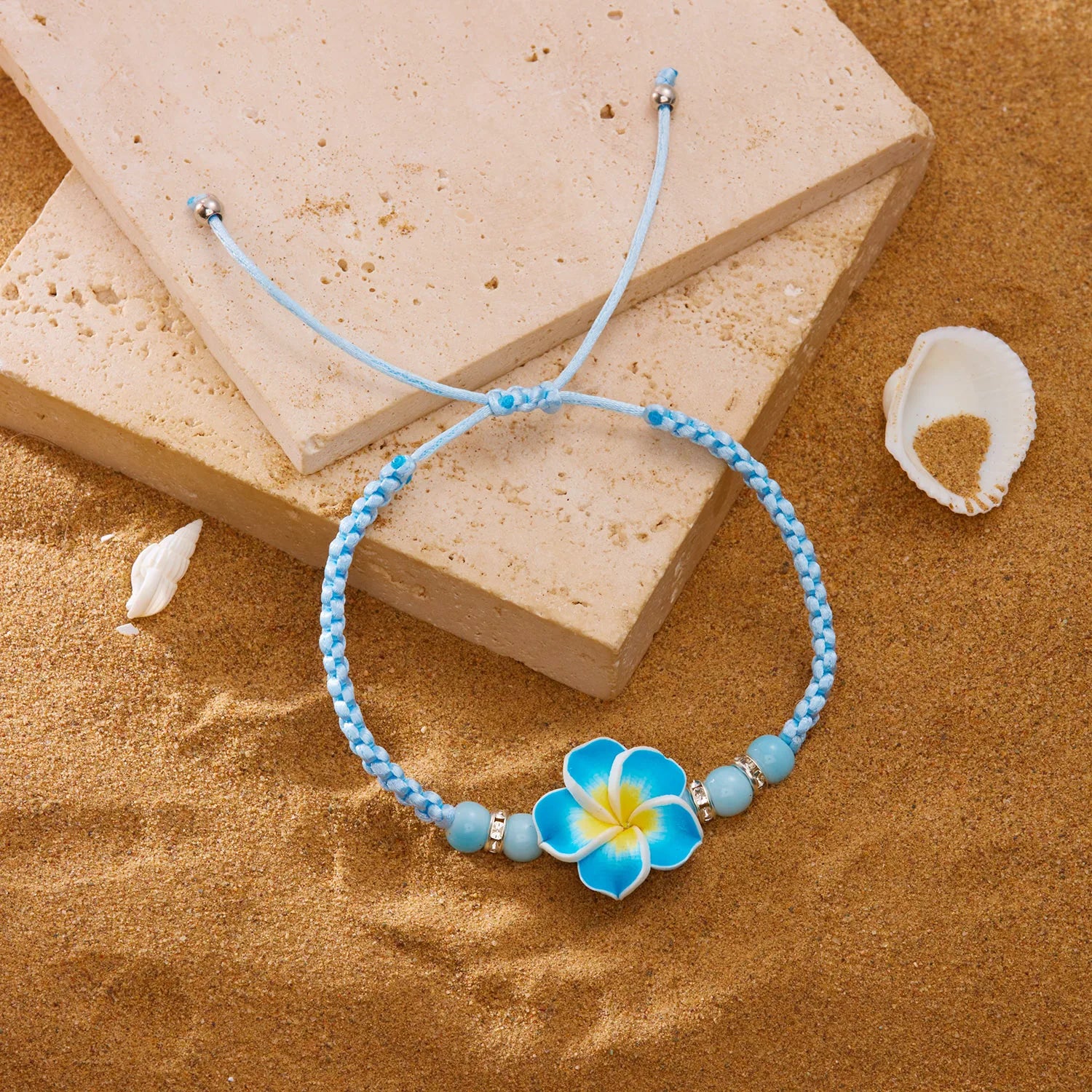 CowLost | bohemian-big-flower-charm-bracelets-for-women-pink-red-blue-green-flowers-soft-clay-pottery-beaded-bangles-girls-party-jewelry |11