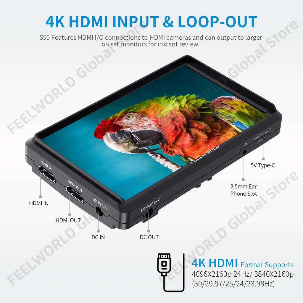 CowLost | 3d-printer-accessories-feelworld-s55-6-5-4k-portable-dslr-camera-field-monitor-hdmi-output |3