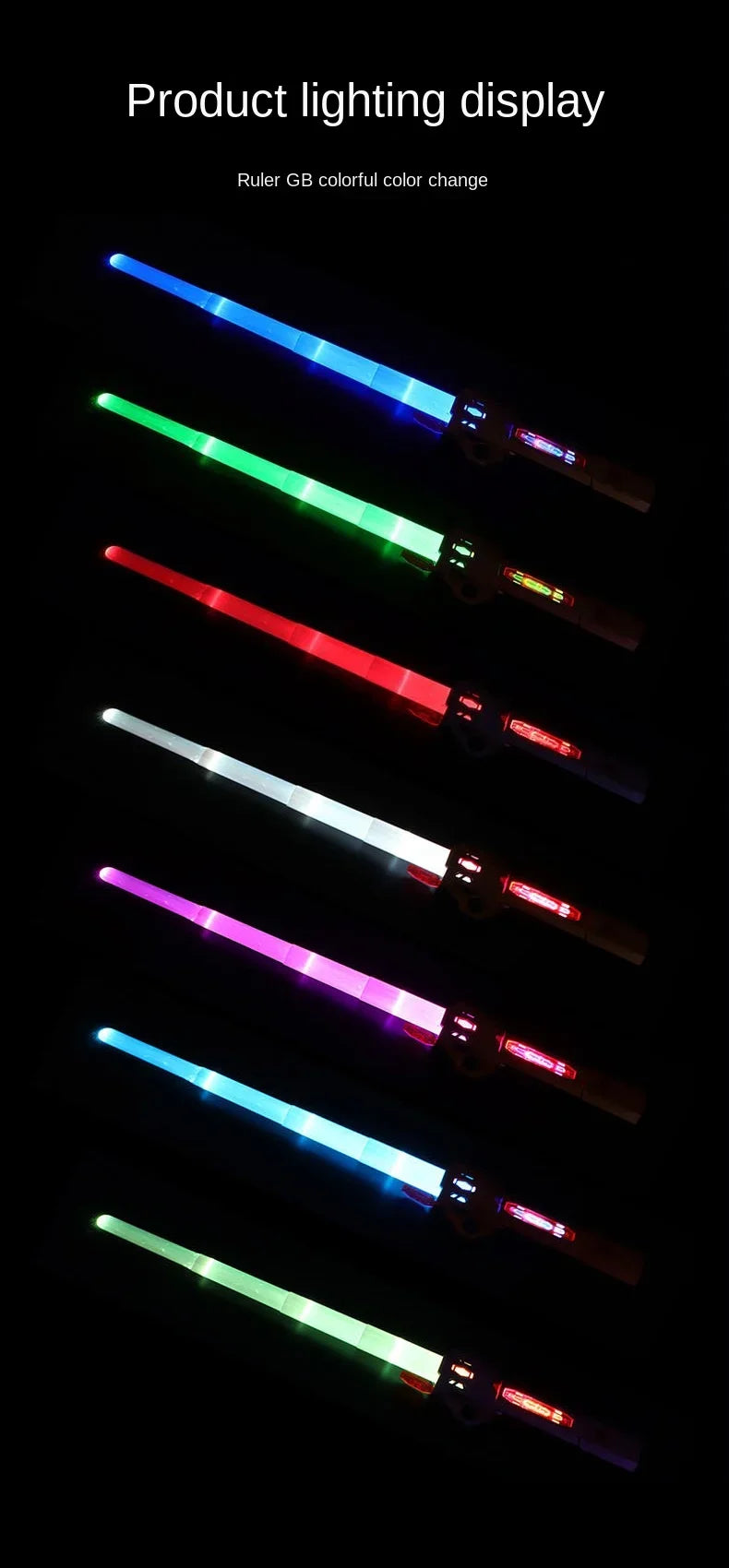 Children's Colorful Telescopic Glowing Music Laser Sword 2-in-1 Rotating Light Toy