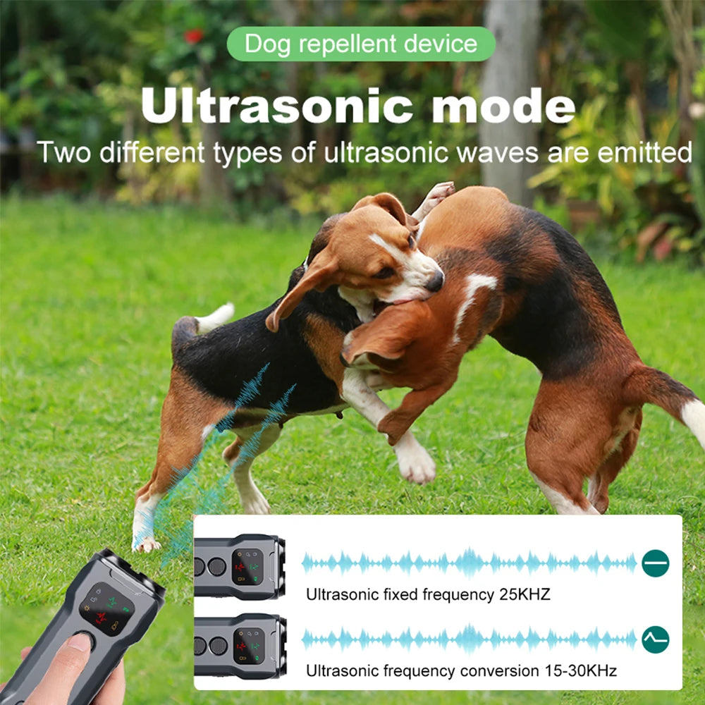 Rechargeable Ultrasonic Dog Repeller with LED Flashlight Anti-Barking Trainer