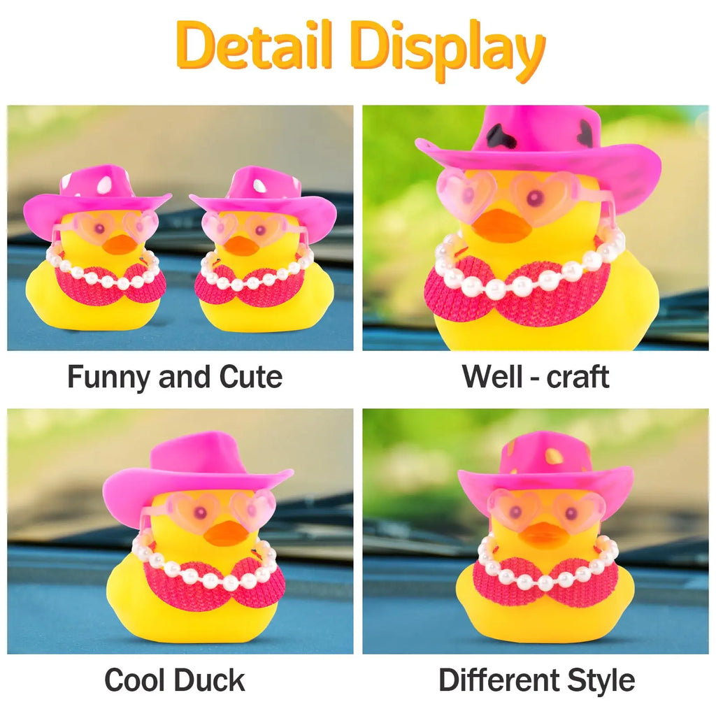 CowLost | 1-set-cowboy-car-rubber-duck-black-duck-decoration-dashboard-with-sun-hat-for-car-dashboard-decorations-2 |4