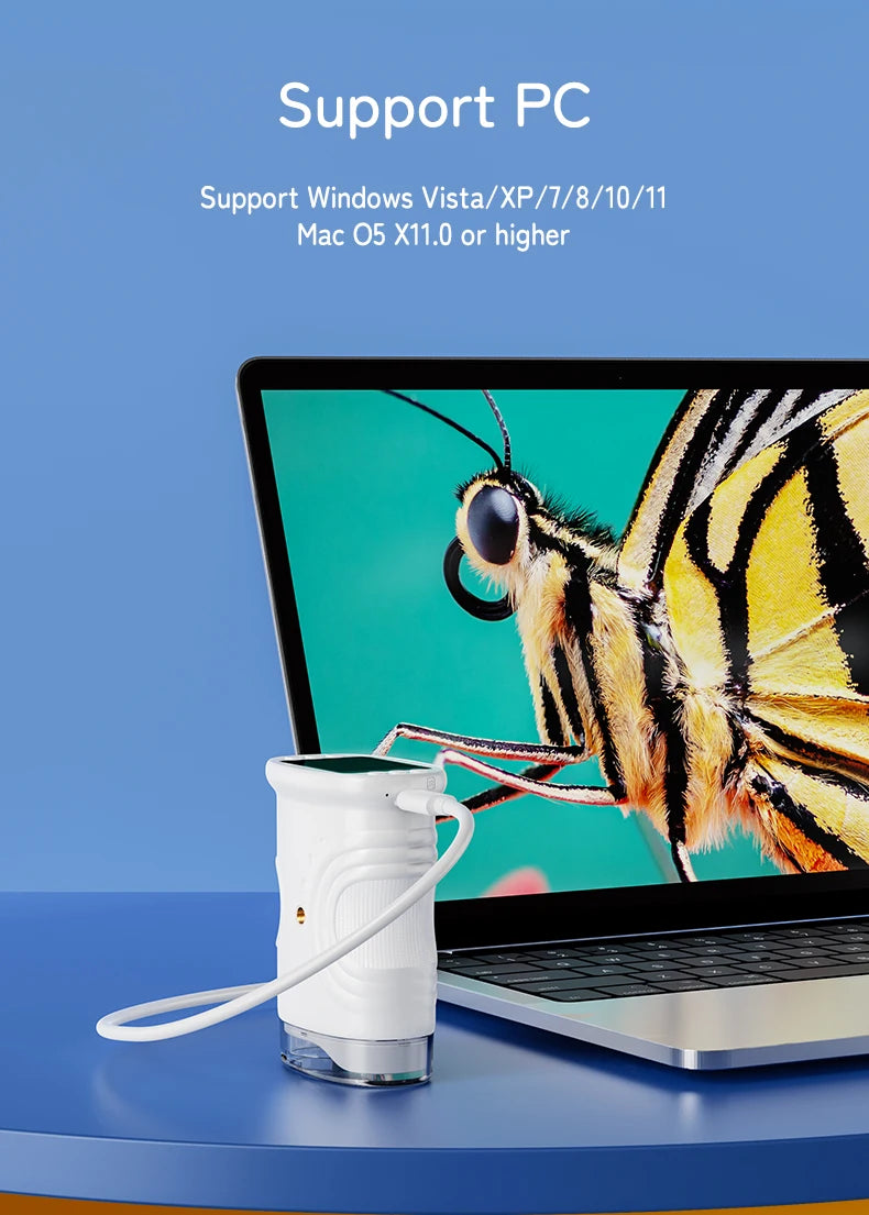 1000X Pocket Microscope for Kids with 4K 2.0" Screen