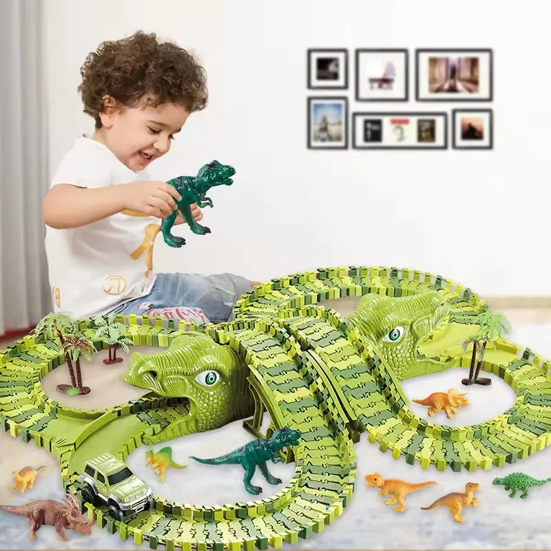 CowLost | fencing-barriers-dinosaur-plastic-racing-track-set-with-electronic-car-toy |3