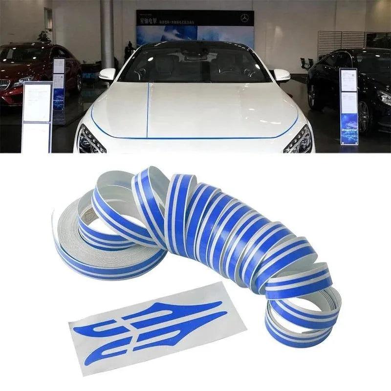 CowLost | 1pc-9-8m-1roll-car-waistline-body-decal-sticker-double-line-rubber-strip-fashion-personality-high-end-small-color-bar-auto-parts |2