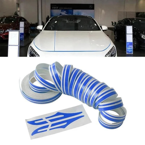 CowLost | 1pc-9-8m-1roll-car-waistline-body-decal-sticker-double-line-rubber-strip-fashion-personality-high-end-small-color-bar-auto-parts |2