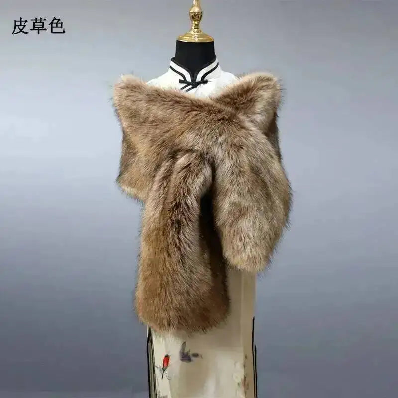 CowLost | 32-colors-165-30cm-women-luxury-warm-faux-fox-fur-shawl-winter-ladies-plush-scarf |67